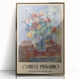 Mid-century modernist acrylic print of a Camille Pissarro landscape in gold frame, ideal for nursery wall art.