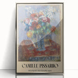 Mid-century modernist art featuring a Camille Pissarro landscape in muted greens and blues, framed acrylic.