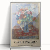 Art Deco poster featuring a Camille Pissarro-inspired landscape, with muted earth tones on a white framed acrylic.