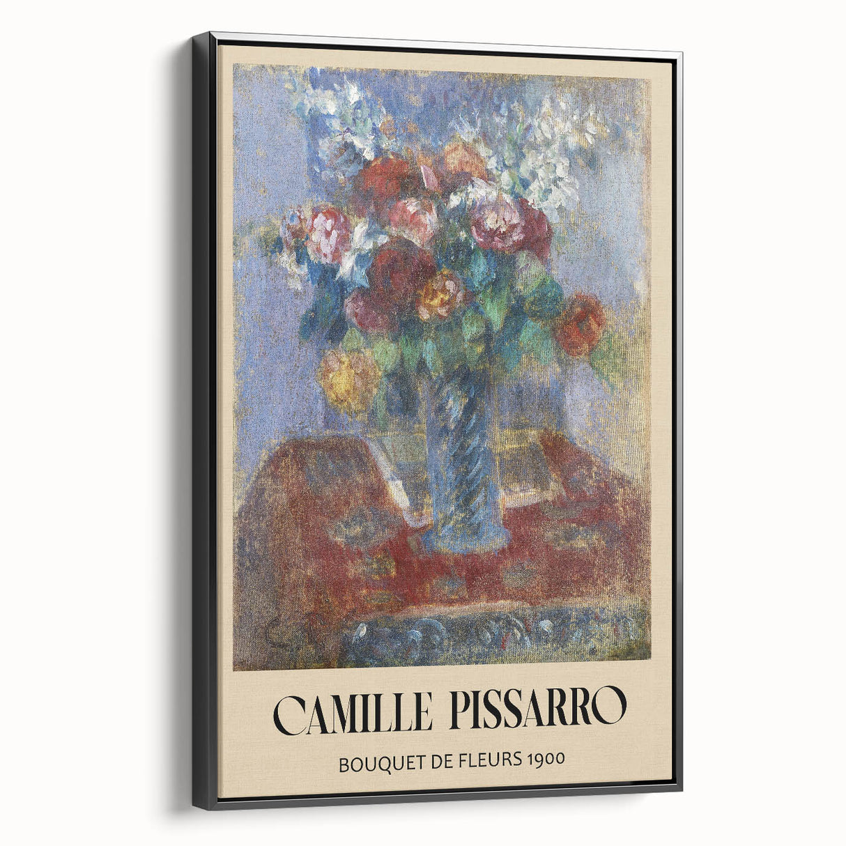 Black and white framed canvas of a vintage landscape painting, ideal for bedroom wall decor.