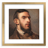 Extra large abstract art print featuring textured strokes in earthy tones, framed in gold, ideal for living room decor.