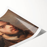 Extra large wall art featuring line art flowers in soft pastel shades on a rolled print.