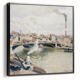 Black and white framed canvas depicting a vintage landscape art painting, ideal for bedroom wall decor.