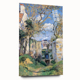 Acrylic print of Camille Pissarro's impressionist art in muted earth tones, suitable for bedroom or dining room decor.