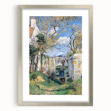 Textured art print of an abstract landscape by Camille Pissarro in silver frame, suitable for bedroom decor.