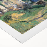 Art deco poster featuring a vibrant, colorful depiction of a cityscape on rolled canvas, suitable for dining room decor.