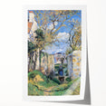 Rolled print of Camille Pissarro's impressionist floral art in soft greens and yellows, ideal for dining room wall decor.