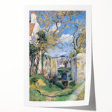 Rolled print of Camille Pissarro's impressionist floral art in soft greens and yellows, ideal for dining room wall decor.