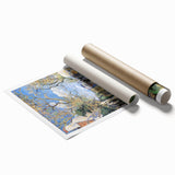 Extra large rolled print of Camille Pissarro floral art in subtle green and pink tones.