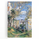 Black and white print of Camille Pissarro's impressionist work on stretched canvas, ideal for kitchen wall art.
