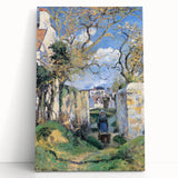 Black and white stretched canvas depicting a Camille Pissarro design, ideal for kitchen wall art or bedroom ambiance.