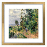 Extra large wall art featuring an abstract print of Camille Pissarro's design in a gold frame, ideal for living room decor.