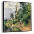 Black and white framed canvas featuring a vintage landscape painting, ideal for bedroom wall decor.
