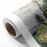 Art deco poster featuring a Camille Pissarro painting on rolled canvas with soft pastel shades, ideal for nursery wall art.