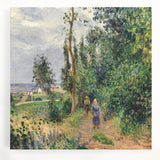 Black and white impressionist painting of a rural landscape on stretched canvas, ideal for kitchen wall art.