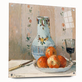 Acrylic print of a Camille Pissarro-inspired landscape in muted earth tones, ideal for dining room decor.