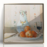 Mid-century modernist art print of a rural landscape in muted earth tones on framed acrylic, ideal for modern art wall decor.