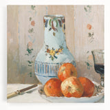 Large black and white print of Camille Pissarro's impressionist artwork on stretched canvas, suitable for kitchen wall art.