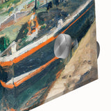 Mid-century modernist art featuring abstract patterns in earth tones on acrylic, ideal for dining room art.