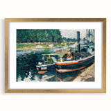 Textured abstract art print of a vibrant cityscape on a gold-framed canvas, ideal for extra large wall art in a living room.