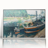 Art deco poster featuring a Camille Pissarro impressionist scene on white framed acrylic, ideal for nursery wall art.