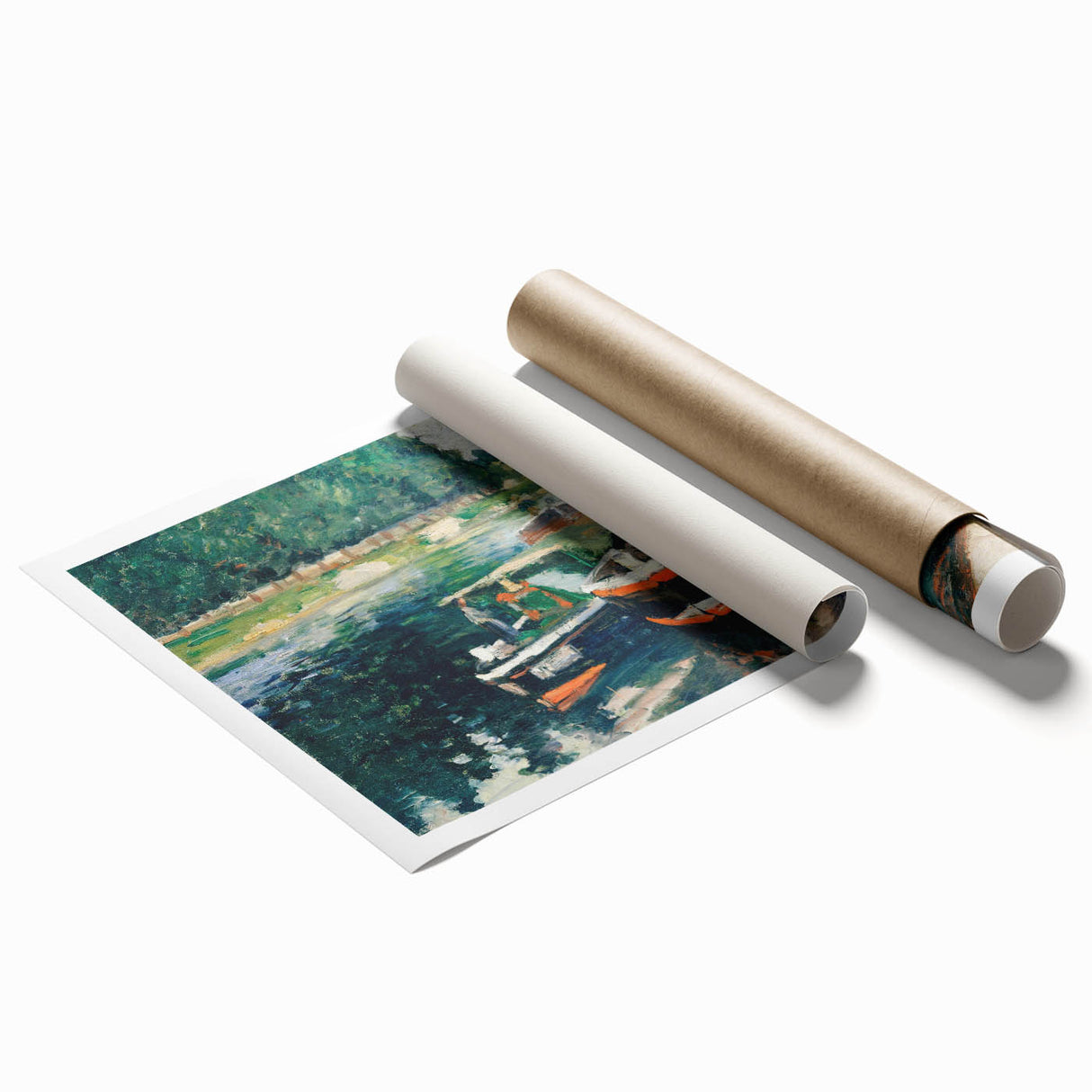 Extra large rolled print of a Camille Pissarro floral artwork in soft pastel shades, ideal for classy bathroom wall art.