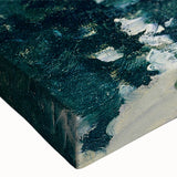 Black and white landscape painting on stretched canvas, featuring a serene rural scene, ideal for bedroom wall art.