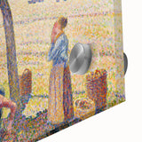 Close-up of a Camille Pissarro inspired large abstract wall art on acrylic glass with mid-century modernist style.