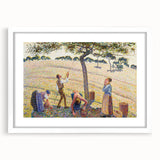Abstract art print of a colorful, impressionist-style landscape on a white-framed canvas, ideal for dining room decor.