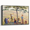 Black and white landscape art painting of a rural scene on framed canvas, ideal for bedroom wall decor.