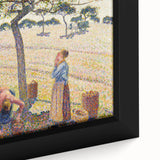 Extra large framed canvas featuring a textured, colorful impressionist painting by Camille Pissarro.