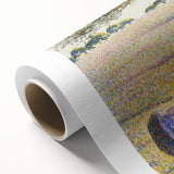 Art deco poster of a serene landscape on rolled canvas, featuring soft green and blue tones, ideal for nursery wall art.