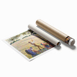 Extra large rolled print featuring a floral design by Camille Pissarro in soft pastel colors.