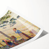 Extra large rolled print featuring line art flowers in soft pastel shades, ideal for large living room wall art.