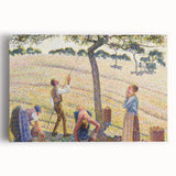 Large black and white stretched canvas of a Camille Pissarro painting, ideal for kitchen wall art.