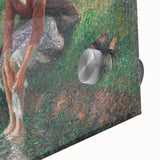 Mid-century modernist art by Camille Pissarro in acrylic glass, featuring abstract forms in warm earth tones.