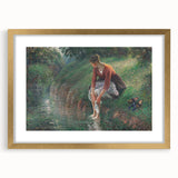 Extra large abstract art print featuring textured strokes in earth tones, framed in gold, ideal for living room decor.