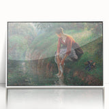 Art deco poster depicting a vibrant cityscape on white-framed acrylic, suitable for modern nursery wall decor.