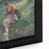 Extra large framed canvas of a textured, colorful painting by Camille Pissarro, ideal for living room decor.