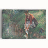 Black and white print of Camille Pissarro's landscape on stretched canvas, ideal for kitchen wall art.