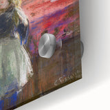 Mid-century modernist large abstract wall art by Camille Pissarro, featuring muted earth tones on acrylic glass.