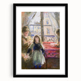 Extra large abstract art print of a colorful, textured scene on a black-framed canvas, ideal for living room decor.