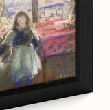 Extra large black framed canvas featuring a textured, colorful impressionist-style scene, ideal for living room decor.