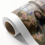 Art Deco style poster of Camille Pissarro's painting on rolled canvas, featuring soft pastel tones.