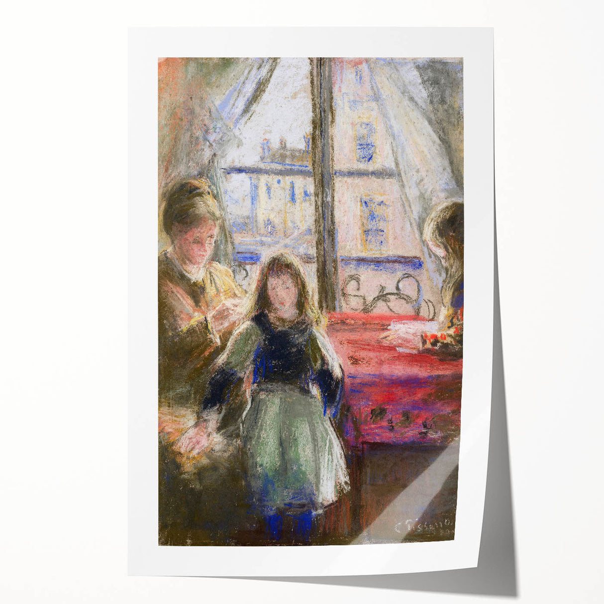 Rolled print of Camille Pissarro's impressionist floral painting in soft earth tones.