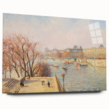 Side view of a large acrylic glass print featuring Camille Pissarro's impressionist artwork.