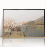 Large art print of a Camille Pissarro impressionist painting in gold frame, ideal for modern nursery wall art.