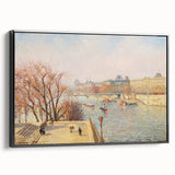 Black and white framed canvas featuring a vintage landscape painting, ideal for bedroom decor.