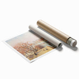 Extra large rolled canvas print featuring an impressionistic floral scene in soft pastel hues.