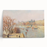 Black and white print of Camille Pissarro's artwork on stretched canvas, ideal for kitchen wall art.
